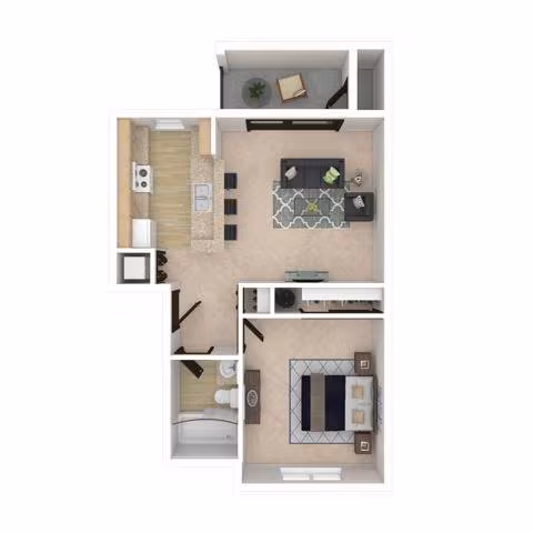 One Bedroom One Bath - 535 G103 floor plan